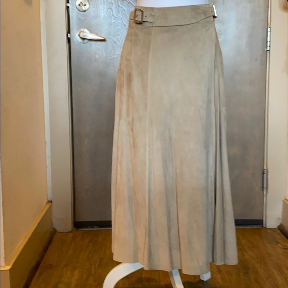 Ralph Lauren Suede Belted Wrap Skirt